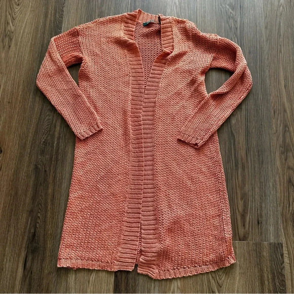 Lauren Ralph Lauren Women’s Cardigan Linen Blend Orange XS Petite Open Weave - Picture 1 of 6